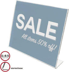 Deflect-o - 11" Wide x 8-1/2" High Sign Compatiblity, Plastic Sign Holder - Clear, 8-1/2" Holder Height - Industrial Tool & Supply