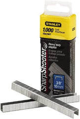 Stanley Bostitch - 0.38" Leg Length, Steel Staple Gun Staples - 80 Sheet Capacity, For Use with Stanley TR150 - Industrial Tool & Supply