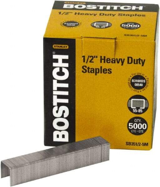 Stanley Bostitch - 1/2" Leg Length, Steel Heavy Duty Stapler Staples - 120 Sheet Capacity, For Use with Bostitchs 00540, B310HDS & 03201 & Most Heavy-Duty Staplers - Industrial Tool & Supply