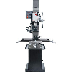 Jet - 3 Phase, 19-11/16" Swing, Geared Head Mill Drill Combination - 32-1/4" Table Length x 9-1/2" Table Width, 20-1/2" Longitudinal Travel, 8-1/4" Cross Travel, Variable Spindle Speeds, 1.5 hp, 230 Volts - Industrial Tool & Supply