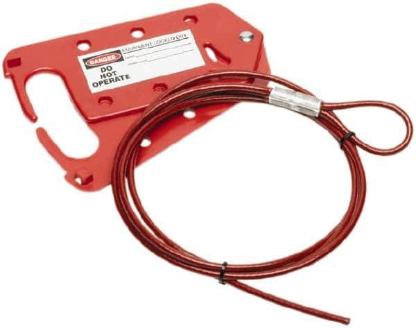 Ability One - Single Jaw, 1" Jaw Diam, 1 Padlick, Steel Lockout Hasp - Scissor Action, Red - Industrial Tool & Supply