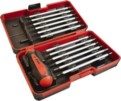 Felo - 13 Piece, 1/4" Drive Screwdriver Bit Set - #1 to #3 Phillips, 3 to 6mm Hex, T6 to T40 Torx, #1, #2 & #3 Pozidriv, 5/32, 7/32 & 1/4" Slotted - Industrial Tool & Supply