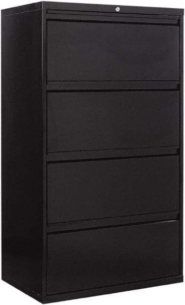 ALERA - 30" Wide x 53-1/4" High x 19-1/4" Deep, 4 Drawer Lateral File - Steel, Black - Industrial Tool & Supply
