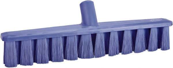 Vikan - 15.25" Combo Duty Polyester Push Broom - 1-7/8" Bristle Length, Plastic Block, European Threaded Handle Connection, Handle Sold Separately - Industrial Tool & Supply