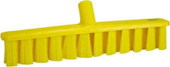 Vikan - 15.25" Combo Duty Polyester Push Broom - 1-7/8" Bristle Length, Plastic Block, European Threaded Handle Connection, Handle Sold Separately - Industrial Tool & Supply