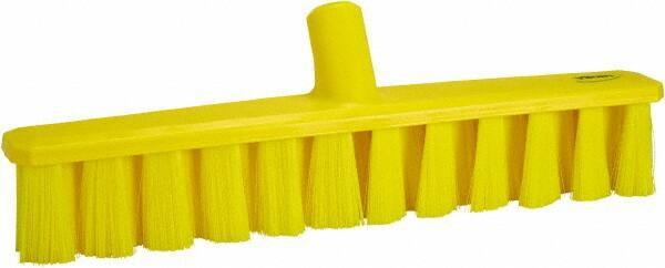 Vikan - 15.25" Fine Particle Polyester Push Broom - 1-7/8" Bristle Length, Plastic Block, European Threaded Handle Connection, Handle Sold Separately - Industrial Tool & Supply