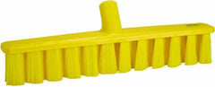 Vikan - 15.25" Fine Particle Polyester Push Broom - 1-7/8" Bristle Length, Plastic Block, European Threaded Handle Connection, Handle Sold Separately - Industrial Tool & Supply