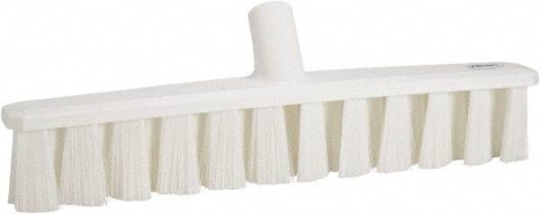 Vikan - 15.25" Fine Particle Polyester Push Broom - 1-7/8" Bristle Length, Plastic Block, European Threaded Handle Connection, Handle Sold Separately - Industrial Tool & Supply