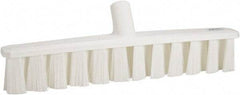 Vikan - 15.25" Fine Particle Polyester Push Broom - 1-7/8" Bristle Length, Plastic Block, European Threaded Handle Connection, Handle Sold Separately - Industrial Tool & Supply