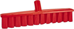 Vikan - 15.25" Fine Particle Polyester Push Broom - 1-7/8" Bristle Length, Plastic Block, European Threaded Handle Connection, Handle Sold Separately - Industrial Tool & Supply