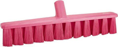 Vikan - 15.25" Fine Particle Polyester Push Broom - 1-7/8" Bristle Length, Plastic Block, European Threaded Handle Connection, Handle Sold Separately - Industrial Tool & Supply