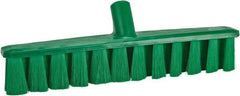 Vikan - 15.25" Fine Particle Polyester Push Broom - 1-7/8" Bristle Length, Plastic Block, European Threaded Handle Connection, Handle Sold Separately - Industrial Tool & Supply