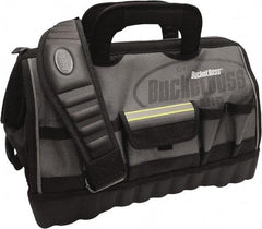 Bucket Boss - 14 Pocket Gray & Black Polyester Tool Bag - 18" Wide x 11" Deep x 13" High - Industrial Tool & Supply