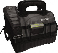 Bucket Boss - 14 Pocket Gray & Black Polyester Tool Bag - 14" Wide x 10" Deep x 11" High - Industrial Tool & Supply