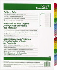 Office Essentials - 11 x 8 1/2" 1 to 31" Label, 31 Tabs, 3-Hole Punched, Preprinted Divider - Multicolor Tabs, White Folder - Industrial Tool & Supply