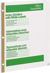 Office Essentials - 11 x 8 1/2" 1 to 5" Label, 5 Tabs, 3-Hole Punched, Customizable Divider - White - Industrial Tool & Supply