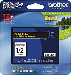 Brother - 1/2" Wide x 314.4" Long, Black Plastic/Paper Tape Cassette - For Label Maker - Industrial Tool & Supply