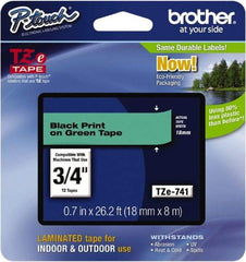 Brother - 0.7" Wide x 314.4" Long, Green Plastic/Paper Tape Cassette - For Label Maker - Industrial Tool & Supply