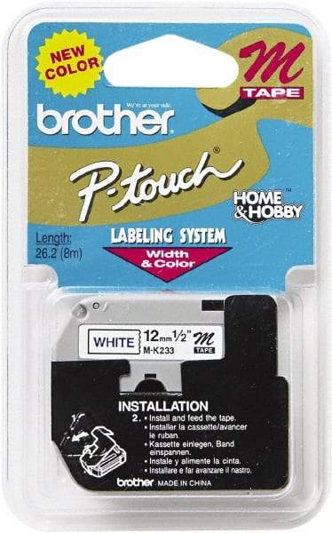 Brother - 1/2" Wide, White Tape Cassette - For Label Maker - Industrial Tool & Supply