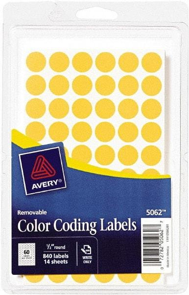 AVERY - 1/2" Wide x 1/2" Long, Neon Orange Paper Color Coding Labels - For Handwrite Only - Industrial Tool & Supply