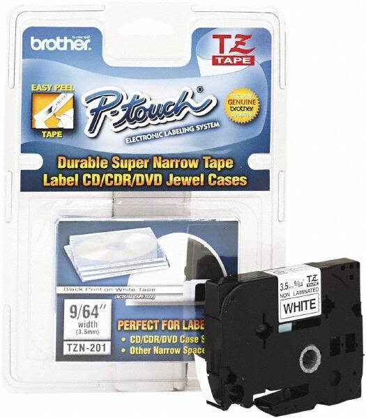 Brother - 1/8" Wide, White Tape Cassette - For Label Maker - Industrial Tool & Supply