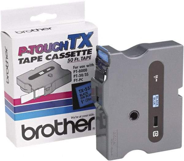 Brother - 1" Wide x 600" Long, Blue Tape Cassette - For Label Maker - Industrial Tool & Supply