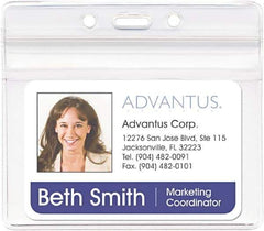 ADVANTUS - Clip-On Badge Holder - Clear - Industrial Tool & Supply