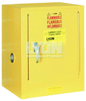 Piggyback Storage Cabinet - #5470 - 17 x 18 x 22" - 4 Gallon - w/one shelf, 1-door manual close - Yellow Only - Industrial Tool & Supply