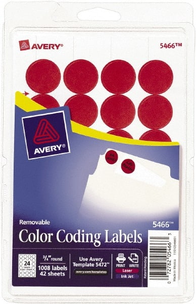 AVERY - 3/4" x 3/4" Red Paper Color Coding Labels - Exact Industrial Supply