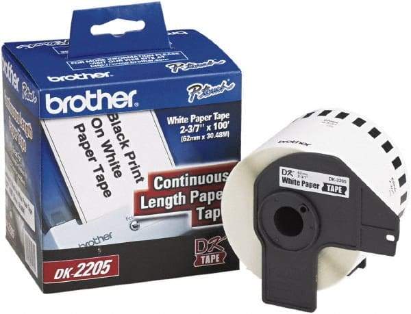 Brother - 2.4" Wide x 1,200" Long, White Paper Label Tape - For PC Label Printers - Industrial Tool & Supply