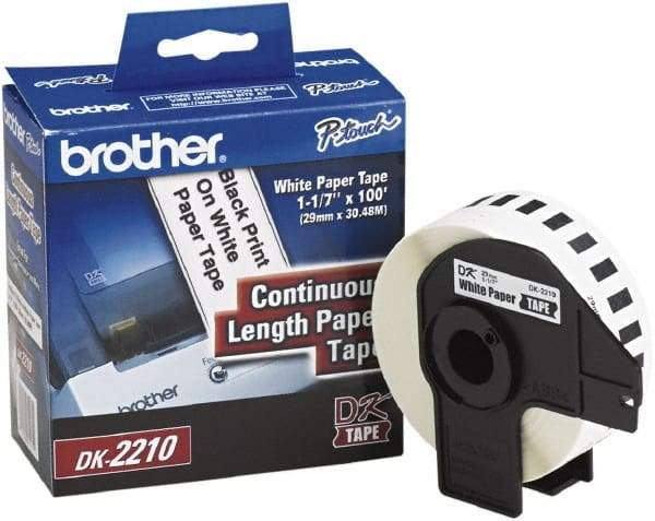 Brother - 1.1" Wide x 1,200" Long, White Paper Label Tape - For PC Label Printers - Industrial Tool & Supply