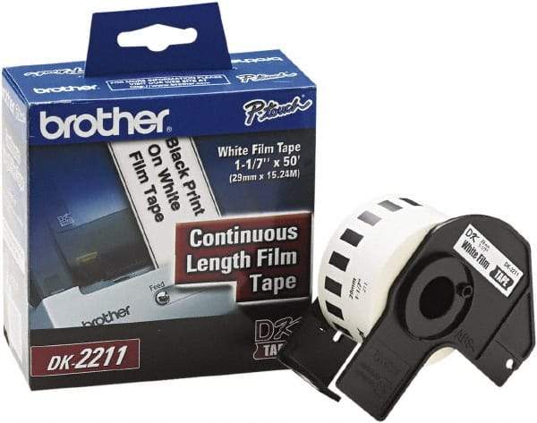 Brother - 1-3/32" Wide x 600" Long, White Film Label Tape - For PC Label Printers - Industrial Tool & Supply