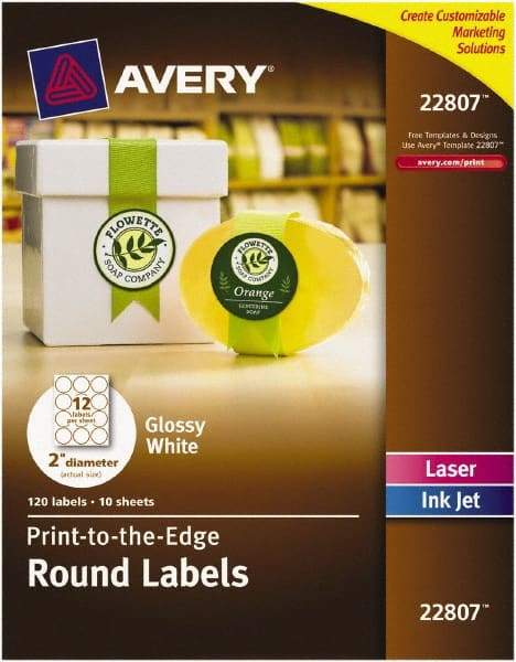 AVERY - 2" Wide x 2" Long, White Paper Multi-Purpose Label - For Laser/Inkjet Printers - Industrial Tool & Supply