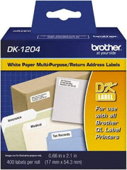 Brother - 0.66" Wide x 2-7/64" Long, White Paper Multi-Purpose Label - For PC Label Printers - Industrial Tool & Supply