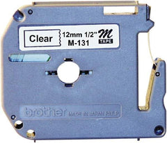 Brother - 1/2" Wide, Clear Label Tape - For Label Maker - Industrial Tool & Supply