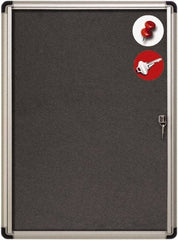 MasterVision - 28" Wide x 38" High Enclosed Cork Bulletin Board - Fabric & Aluminum Frame, Black & Aluminum - Industrial Tool & Supply