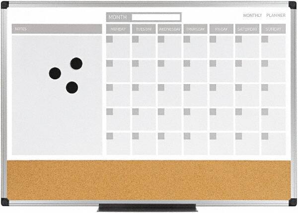 MasterVision - 18" High x 24" Wide Combination, Bulletin/Magnetic Dry Erase Calendar - Steel - Industrial Tool & Supply