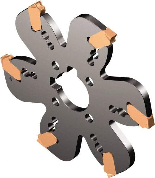 Sandvik Coromant - Arbor Hole Connection, 0.0941" Cutting Width, 1.4252" Depth of Cut, 6" Cutter Diam, 1-1/2" Hole Diam, 12 Tooth Indexable Slotting Cutter - AQD..Y Toolholder, F Insert, Right Hand Cutting Direction - Industrial Tool & Supply