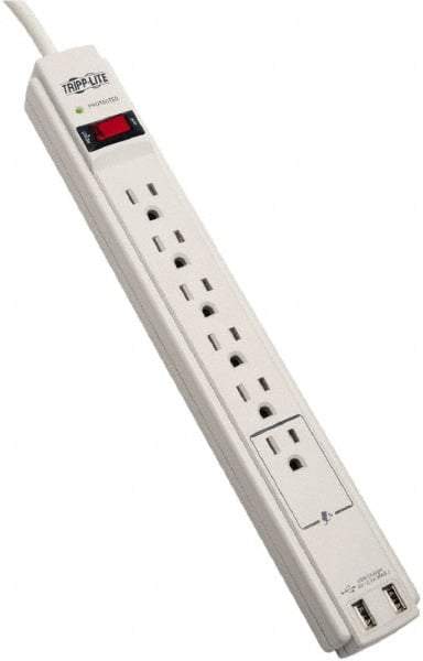 Tripp-Lite - 6 Outlets, 120 VAC15 Amps, 6' Cord, Power Outlet Strip - Floor, Keyhole Mount, 5-15 NEMA Configuration, 13" Strip - Industrial Tool & Supply