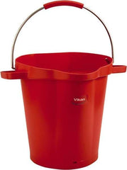 Vikan - 5 Gal, 18" High, Polypropylene Round Red Single Pail with Pour Spout - Handle Included, 15.4mm Top Length x 18.9" Top Width x 18.9" Top Diam - Industrial Tool & Supply
