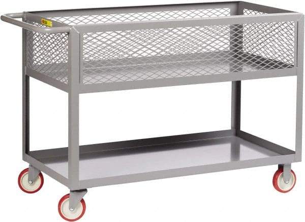 Little Giant - 1,200 Lb Capacity, 18" Wide x 35-1/2" Long x 35" High Deep Shelf Cart - 2 Shelf, Steel, 2 Rigid/2 Swivel Casters - Industrial Tool & Supply