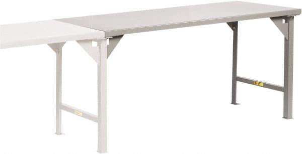 Little Giant - 72 Wide x 30" Deep x 36" High, 12 Gauge Steel Production Table - Fixed Legs, Gray - Industrial Tool & Supply