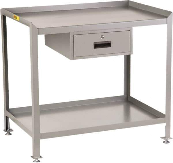 Little Giant - 1 Drawer, 2 Shelf Workstation - 2,000 Lb Capacity, Steel with Flush Front Edge Top, Gray, 24" Wide x 39" High x 48" Long - Industrial Tool & Supply