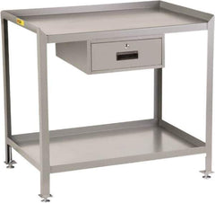 Little Giant - 1 Drawer, 2 Shelf Workstation - 2,000 Lb Capacity, Steel with Flush Front Edge Top, Gray, 24" Wide x 39" High x 36" Long - Industrial Tool & Supply