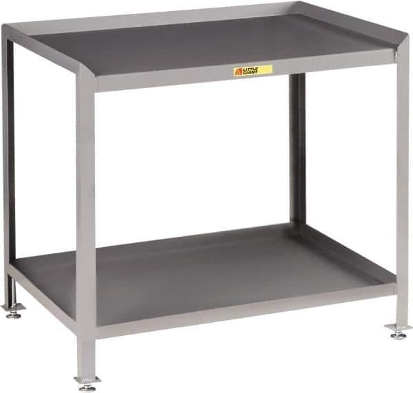Little Giant - No Drawers, 2 Shelf Workstation - 2,000 Lb Capacity, Steel with Flush Front Edge Top, Gray, 24" Wide x 39" High x 48" Long - Industrial Tool & Supply
