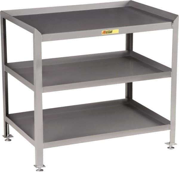 Little Giant - No Drawers, 3 Shelf Workstation - 2,000 Lb Capacity, Steel with Flush Front Edge Top, Gray, 24" Wide x 39" High x 36" Long - Industrial Tool & Supply