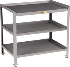 Little Giant - No Drawers, 3 Shelf Workstation - 2,000 Lb Capacity, Steel with Flush Front Edge Top, Gray, 24" Wide x 39" High x 48" Long - Industrial Tool & Supply