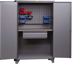 Little Giant - 1 Drawer, Cabinet Work Center - Steel with Flush Front Edge Top, Gray, 60" Wide x 78" High x 27" Long - Industrial Tool & Supply