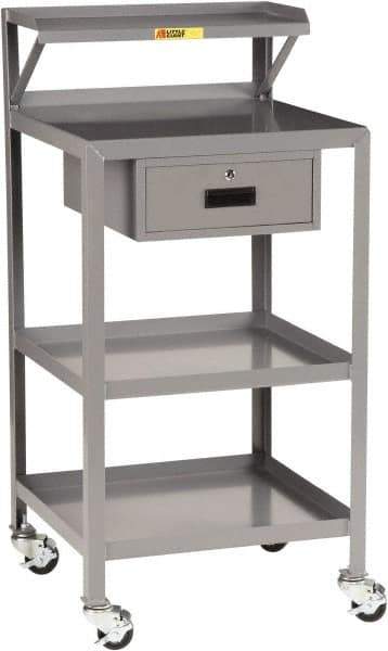 Little Giant - 1,000 Lb Capacity, 3 Shelf, 1 Drawer Mobile Shop Desk - 36" Wide x 24" Deep x 52" High, Steel - Industrial Tool & Supply