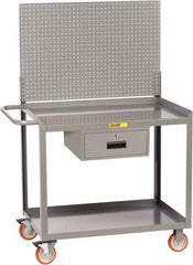 Little Giant - 1,200 Lb Capacity, 2 Shelf, 1 Drawer Mobile Workbench with Pegboard Panel - 48" Wide x 24" Deep x 60" High, Steel - Industrial Tool & Supply